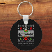 Christmas Siberian Husky Dog Husky Ugly Merry Husk Sleutelhanger (Voorkant)