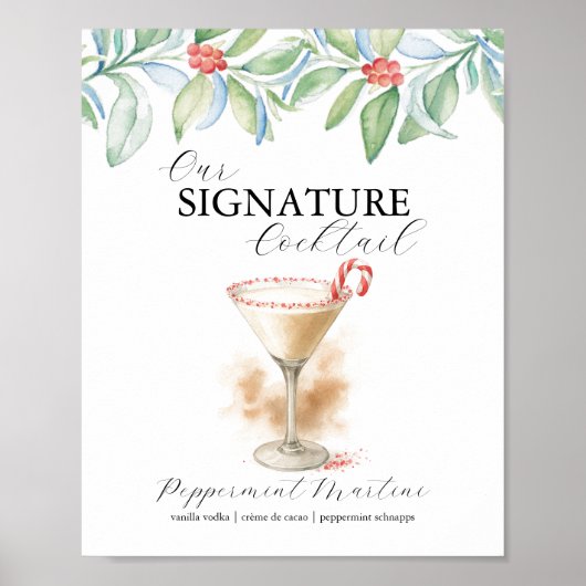 Christmas Signature Cocktail Bar Signs Martini Poster (Voorkant)