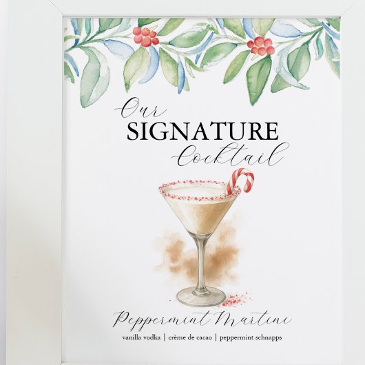 Christmas Signature Cocktail Bar Signs Martini Poster