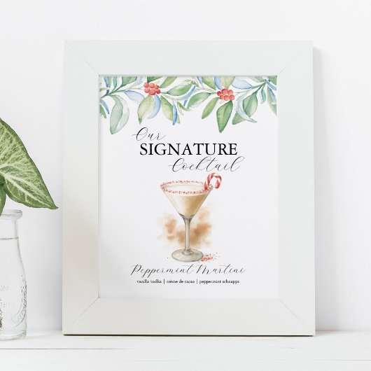 Christmas Signature Cocktail Bar Signs Martini Poster