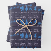 Christmas Silhouette Wrapping Paper in Blue (In situ)