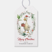 Christmas Silly Goose Ornate Wreath Berries Cadeaulabel (Voorkant)