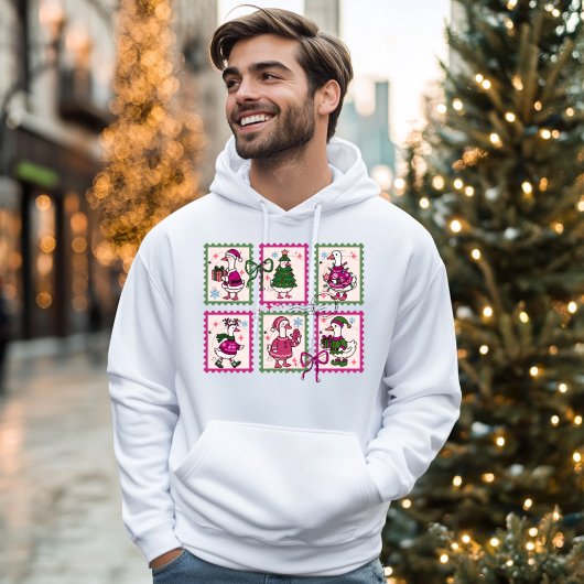 Christmas Silly Goose Vintage Stamps Hoodie