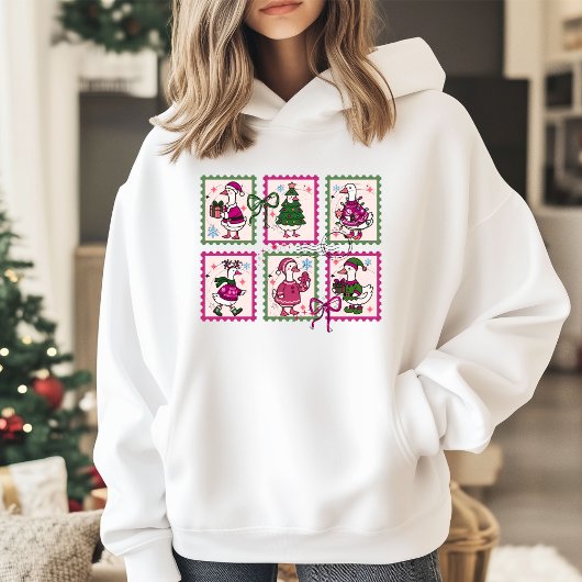 Christmas Silly Goose Vintage Stamps Hoodie