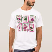 Christmas Silly Goose Vintage Stamps T-shirt (Voorkant)