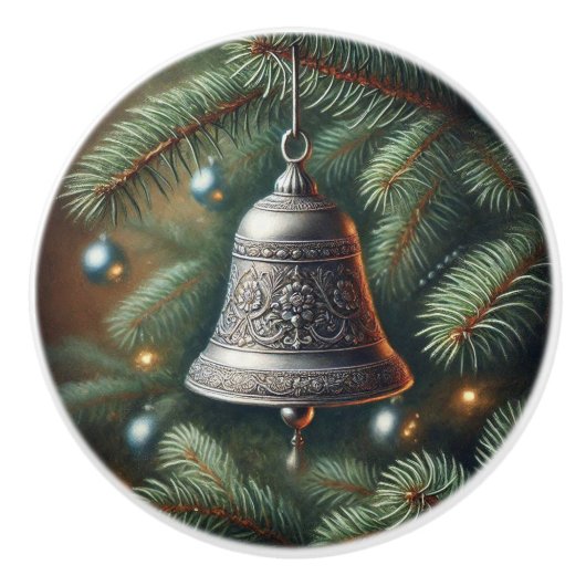 Christmas Silver Bell  stijl Keramische Knop (Voorkant)