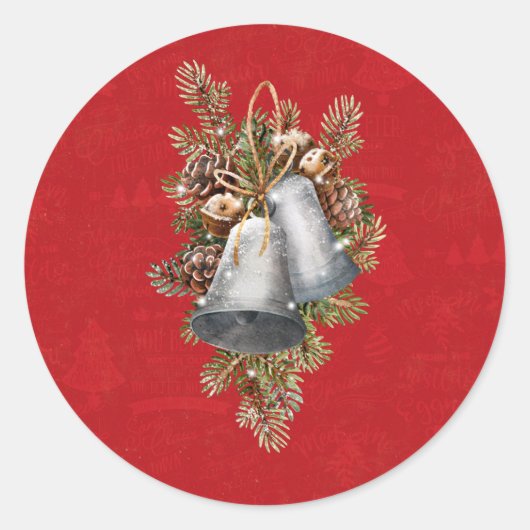 Christmas Silver bells Ronde Sticker (Voorkant)