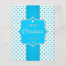 Christmas Silver-Blue Polka Dots Postcard Feestdagenkaart