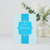Christmas Silver-Blue Polka Dots Postcard Feestdagenkaart (Staand voorkant)