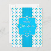 Christmas Silver-Blue Polka Dots Postcard Feestdagenkaart (Voorkant / Achterkant)