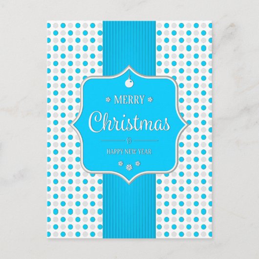 Christmas Silver-Blue Polka Dots Postcard Feestdagenkaart (Voorkant)
