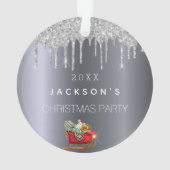 Christmas silver glitter drip old red sleigh ornament (achterkant)