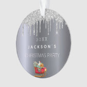Christmas silver glitter drip old red sleigh ornament (voorkant)
