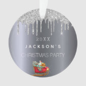 Christmas silver glitter drip old red sleigh ornament (voorkant)