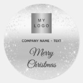 Christmas silver glitter sparkles business logo ronde sticker (Voorkant)