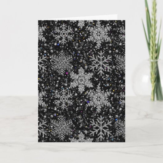 Christmas silver sparkle snow flakes kaart (Voorkant)
