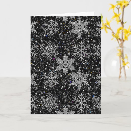 Christmas silver sparkle snow flakes kaart (Gele Bloem)