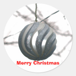 Christmas Silver Sparkly Ornament Ronde Sticker