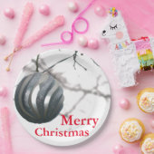 Christmas Silver Sparkly ronde Ornamenten bal Papieren Bordje (Feest)