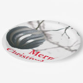 Christmas Silver Sparkly ronde Ornamenten bal Papieren Bordje (Gekanteld)
