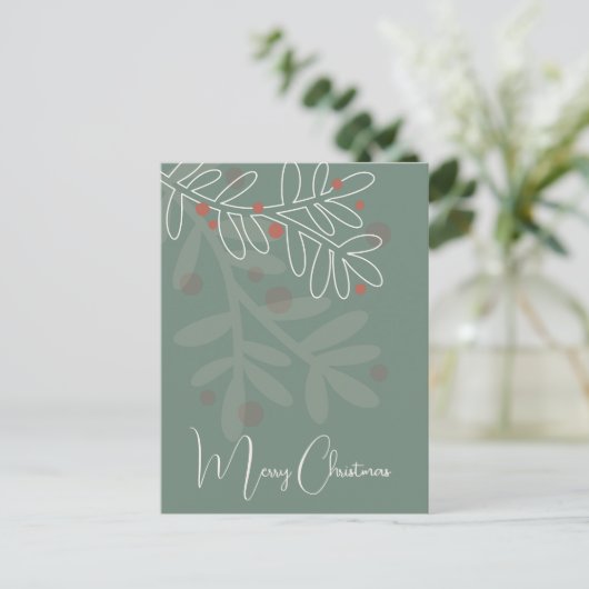 Christmas simple abstract floral mistletoe briefkaart (Staand voorkant)