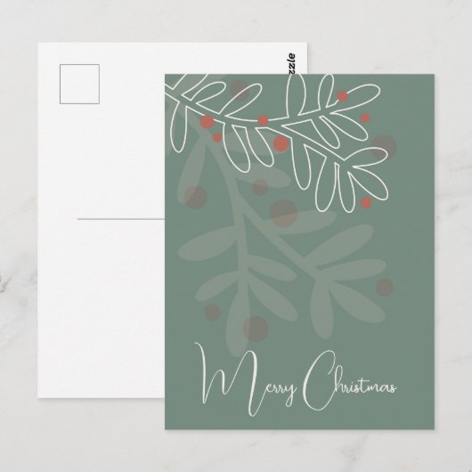 Christmas simple abstract floral mistletoe briefkaart (Voorkant / Achterkant)
