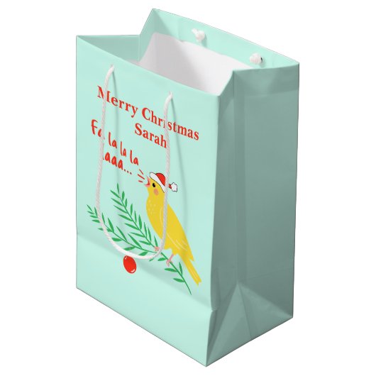 Christmas Singing Canary Medium Cadeauzakje (Voorkant Gekanteld)