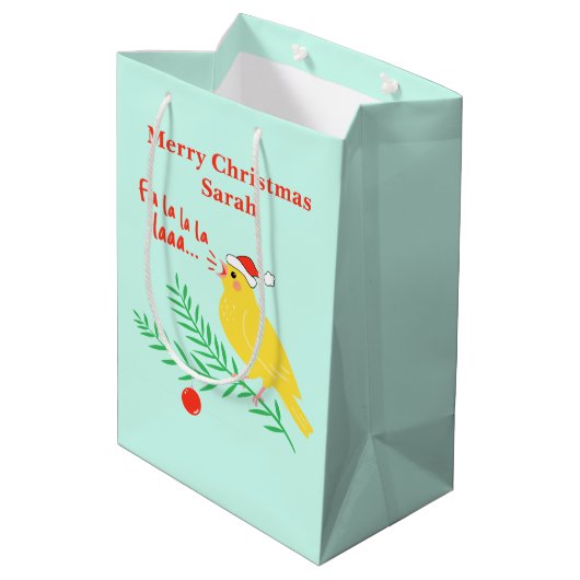 Christmas Singing Canary Medium Cadeauzakje (Achterkant Gekanteld)