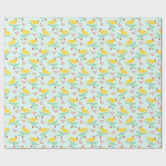 Christmas Singing Canary Pattern Cadeaupapier (Vlak)