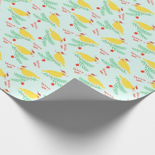 Christmas Singing Canary Pattern Cadeaupapier (Hoek)