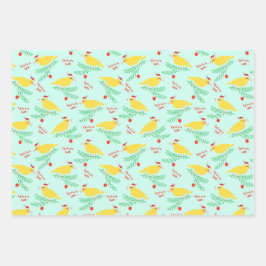 Christmas Singing Canary Pattern Inpakpapier Vel