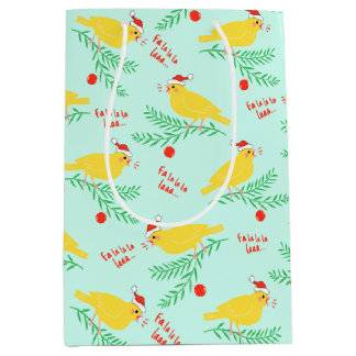 Christmas Singing Canary Pattern Medium Cadeauzakje