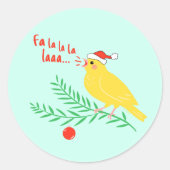 Christmas Singing Canary Ronde Sticker (Voorkant)