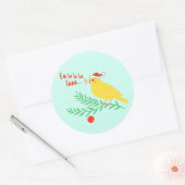 Christmas Singing Canary Ronde Sticker (Envelop)