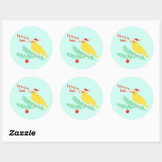 Christmas Singing Canary Ronde Sticker (Vel)