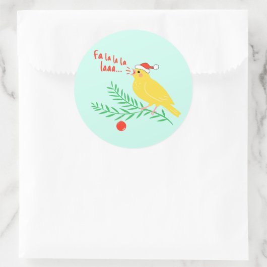 Christmas Singing Canary Ronde Sticker (Tas)