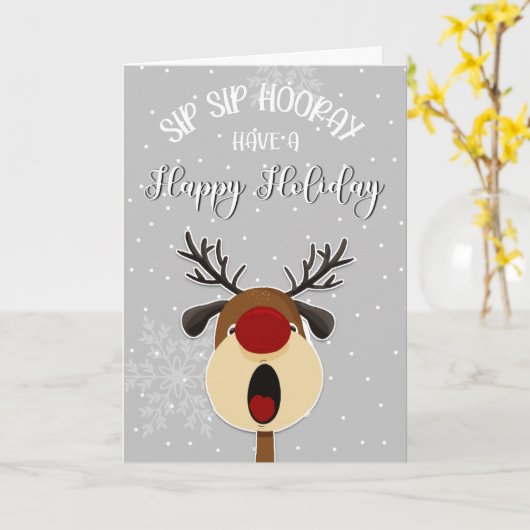 CHRISTMAS SIP SIP HOORAY CARD KAART (Gele Bloem)