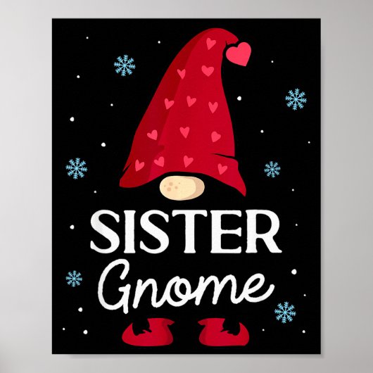 Christmas Sister Gnome Dwarf Garden Gnome Family  Poster (Voorkant)