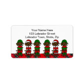 Christmas Six Chocolate Lab Puppies Etiket (Voorkant)