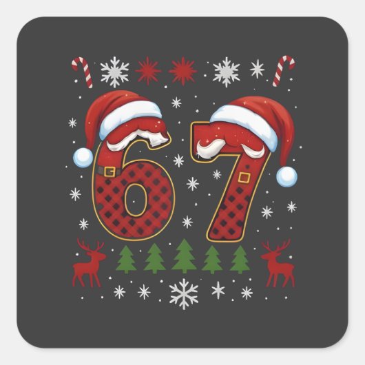 Christmas Six Seven 67 Santa Xmas Gen Alpha Vierkante Sticker (Voorkant)