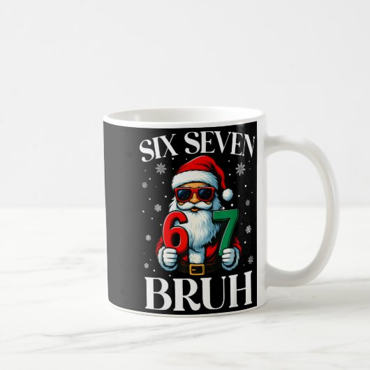 Christmas Six Seven Bruh Meme 6 7 Slang Cool Santa Koffiemok (Rechts)