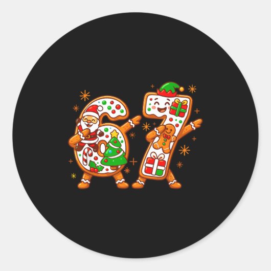 Christmas Six Seven Dabbing Cool Meme 67 Xmas Dab  Ronde Sticker (Voorkant)