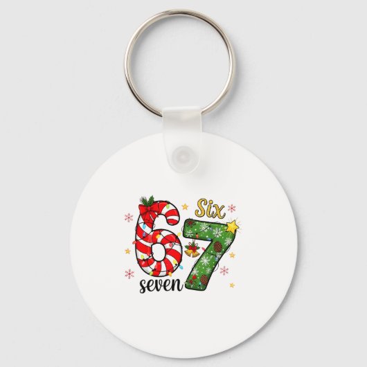 Christmas Six Seven Funny Trendy 6 7 Viral Meme  Sleutelhanger (Voorkant)