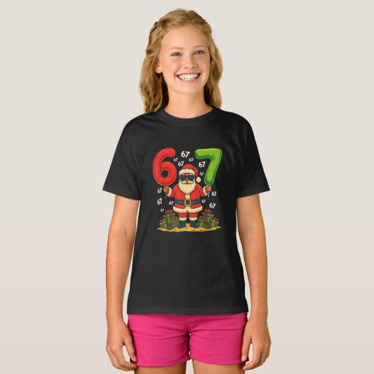 Christmas Six Seven Santa Claus 6 7 Funny Gen Z  T-shirt (Voorkant volledig)