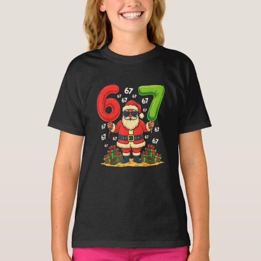 Christmas Six Seven Santa Claus 6 7 Funny Gen Z T-shirt (Voorkant)