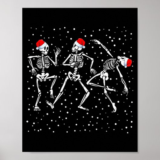 Christmas Skeleton Dancing Funny Xmas Poster (Voorkant)
