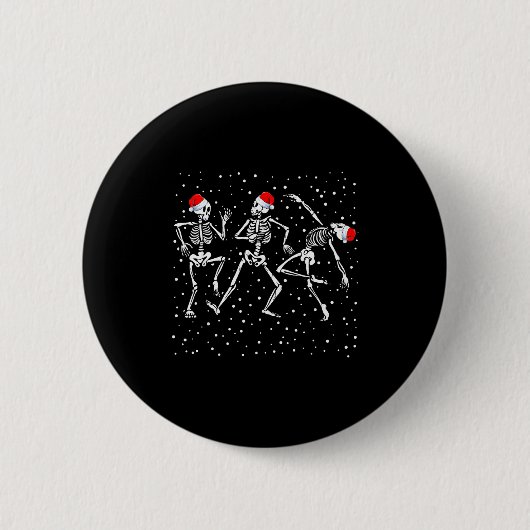 Christmas Skeleton Dancing Funny Xmas Ronde Button 5,7 Cm (Voorkant)