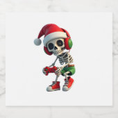 Christmas skeleton Gamer Pajamas xmas skull gaming Sparkling Wijnetiket (Enkel label)