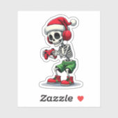 Christmas skeleton Gamer Pajamas xmas skull gaming Sticker (Vel)