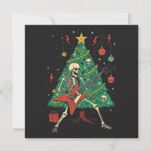 Christmas Skeleton Gitarist Feestdagenkaart